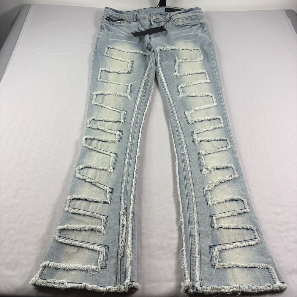 Rockstar Original Jeans Men 36x36 Blue Stacked Flare Grunge Slim‎ NEW